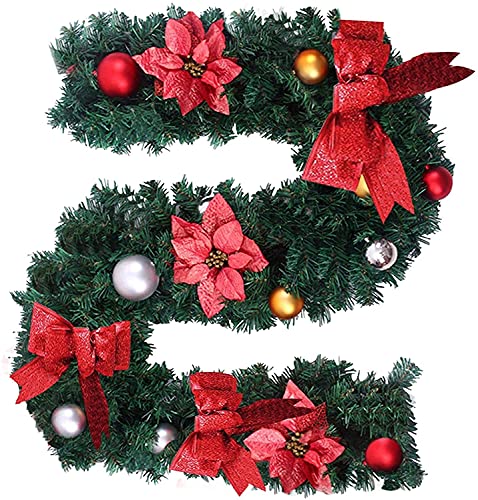 Couronne de Noël rouge et or vert 1,8 m YZCIS pour cheminée et mur