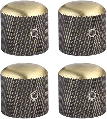 Pomos de control de tono de volumen, de bronce, 4 unidades, barriles moleteados, ejes divididos de 0.236 in para Telecaster Stratocaster o bajo