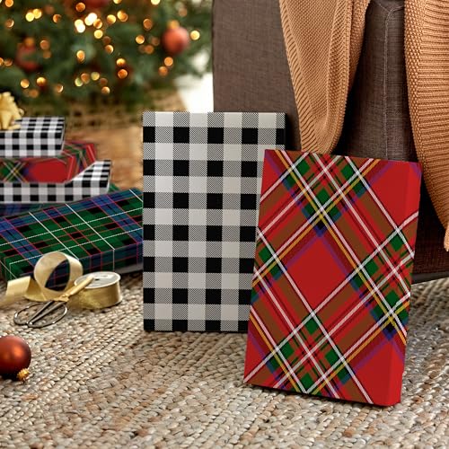 Hallmark Medium Christmas Gift Boxes with Lids (12 Shirt Boxes, 3 Designs: Blue, Green, Red Plaid, Black Buffalo Check) for Christmas, Hanukkah, Birthdays, Father's Day - Image 3