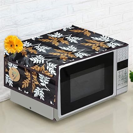 Padmansh Microwave/Oven Top Cover with 4 Utility Pockets 14 * 34 Inches (Brown Leaf)