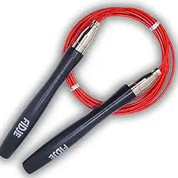 Corda de Pular Speed Rope Profissional para Double e Triple Under com Rolamentos e Cabo de Aço, 2 Cabos Inclusos, Ajuste Comprimento em Segundos com Autotravamento, Manoplas Anatômicas Alumínio, Fidje Sports