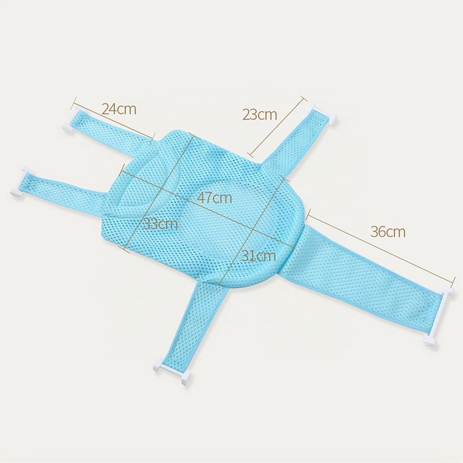 Tapis de Bain Bébé Filet de Bain antidérapant avec Ceinture de sécurité Maille réglable Bleu