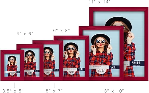 Miniatura 7 de Renditions Gallery Marco de fotos de 5 x 7 pulgadas, diseño de madera de estilo moderno y vidrio de alta definición, listo para pared y mesa, marco