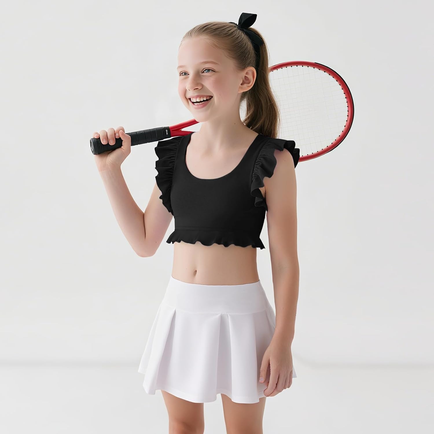 Girls Training Bra Athletic Sports Bra for Kids Cute Ruffle Comfort Dance Yoga Crop Tops 7-14 Years - Image 7