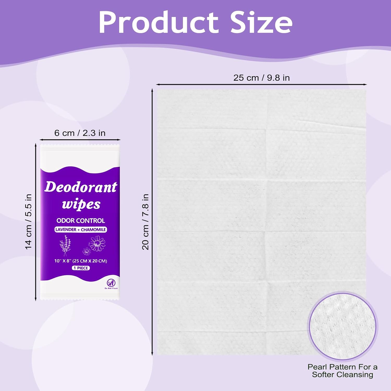 Travel Deodorant Body Shower Wipes Deodorizing Bathing Wipes, Disposable No Rinse Adults Women Men Individually Wrapped Underarm Sweat Antiperspirant Bath Wipe for Travel Camping Gym (Purple,200 Pack)