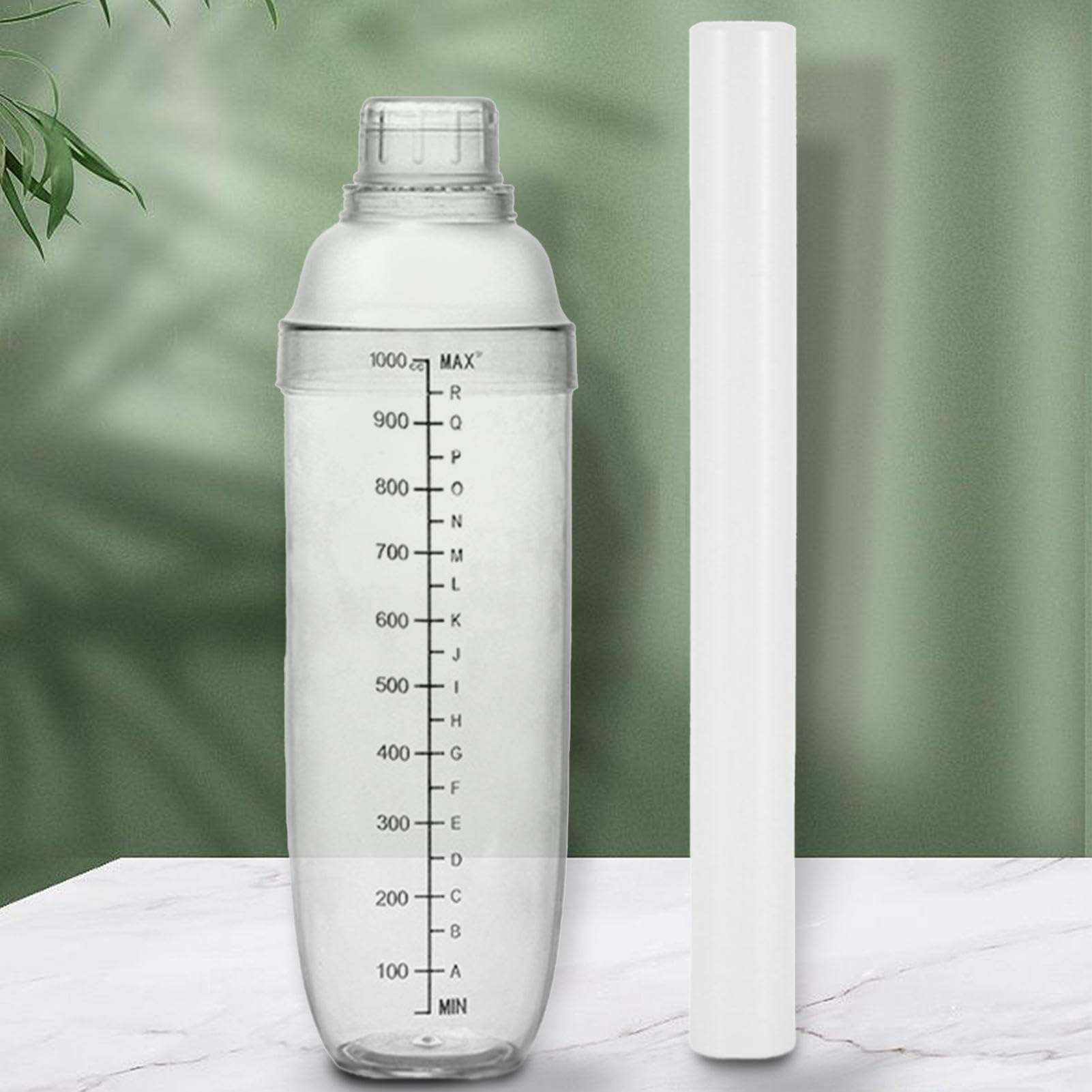 Ensemble shaker à cocktail de 1000 ml, passoire à cocktail avec marteau à citron, flacon shaker transparent avec graduation et passoire, kit shaker pour barman pour outils de cuisine de bar