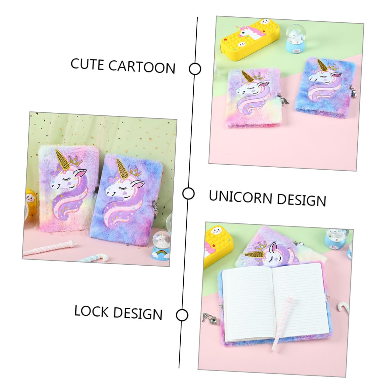 2pezzi Quaderno Di Peluche Diario Con Copertina Di Peluche Quaderno Fumetti Morbido Accessorio Per Ragazza Compatto