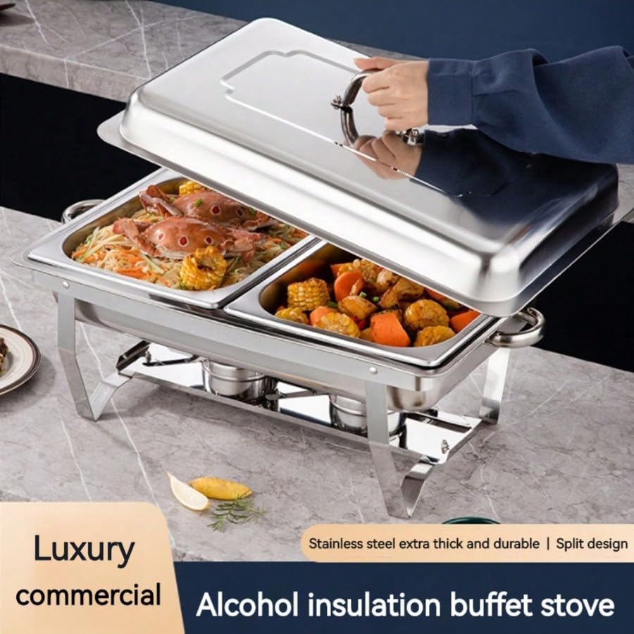 Oksire ステンレス製食品ウォーマー 1/2/3仕切り 保温機能付き