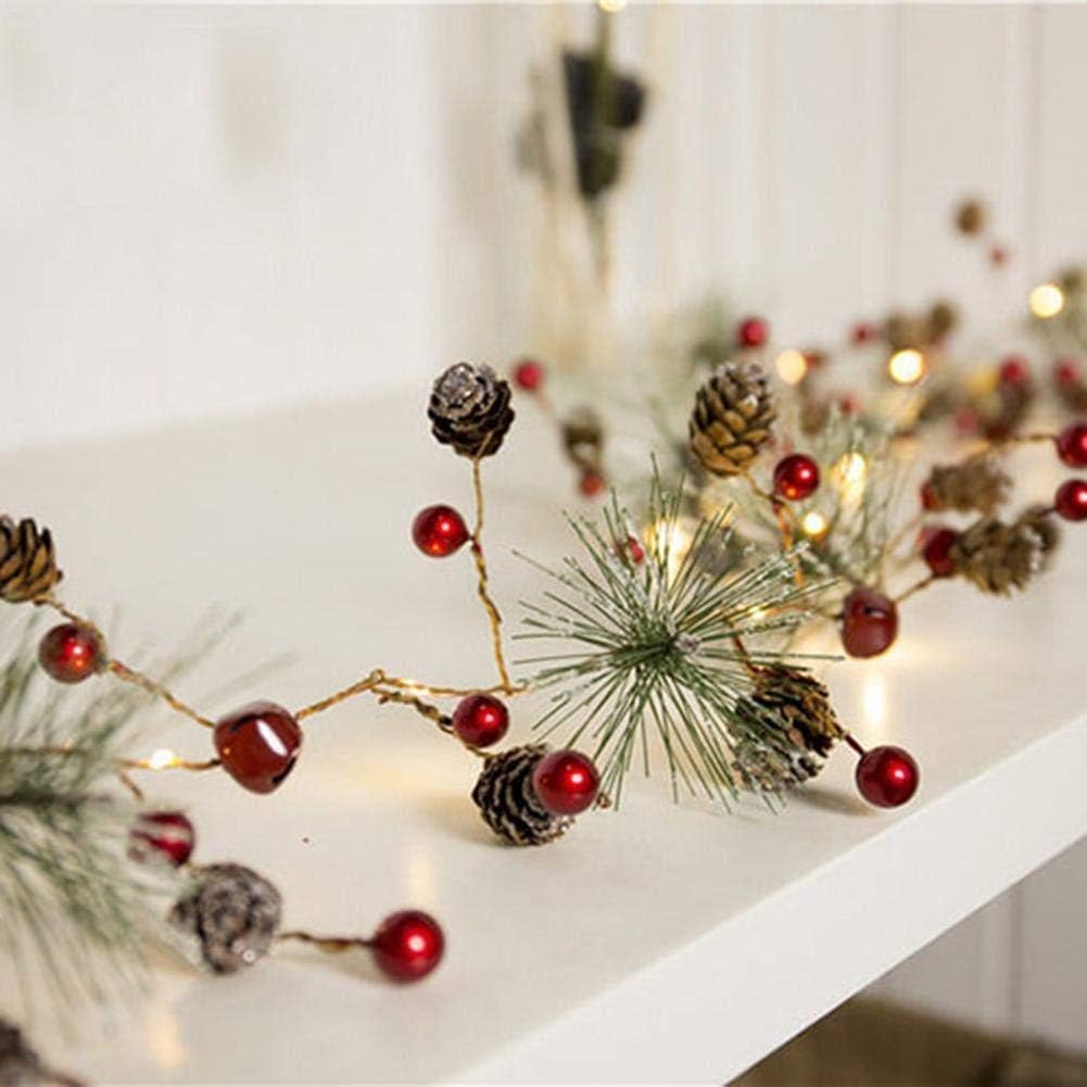 VlugTXcJ Christmas Pine Cones Garland Wreath Led Fairy String Lights Battery Operated Indoor Outdoor Decor for Xmas Tree Party Wedding Home Bedroom Wall Garden Decoration
