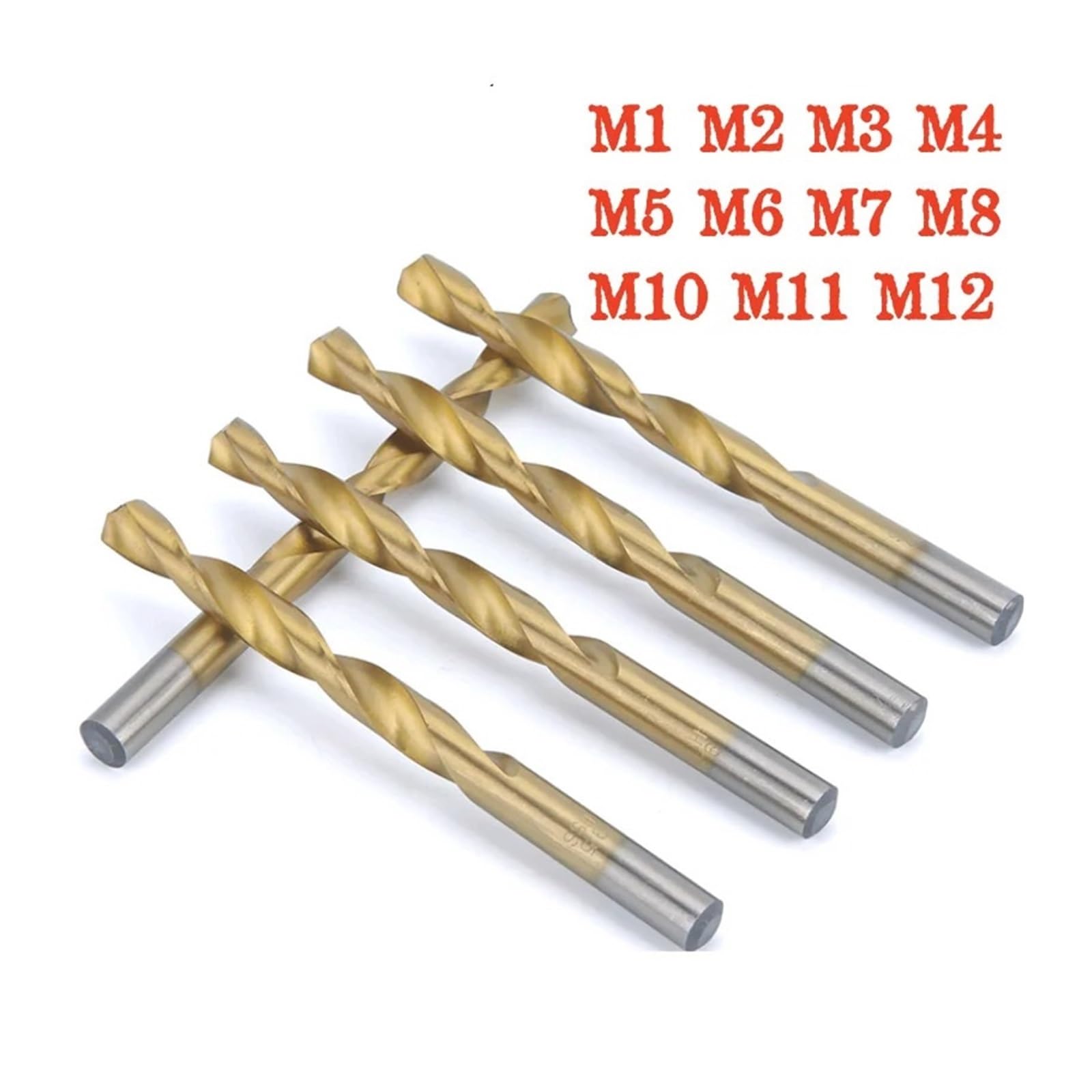 1-10 Uds M1 M2 M3 M4 M5 M6 M7 M8 M10 M11 M12 broca de vástago recto acero chapado