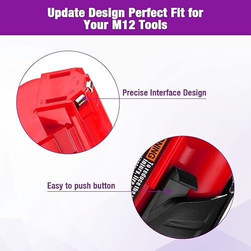 Miniatura 7 de LORDONE Paquete de 2 baterías de repuesto M12 de 3.0Ah para batería Milwaukee de 12V para XC 48-11-2411 48-11-2420 48-11-2401