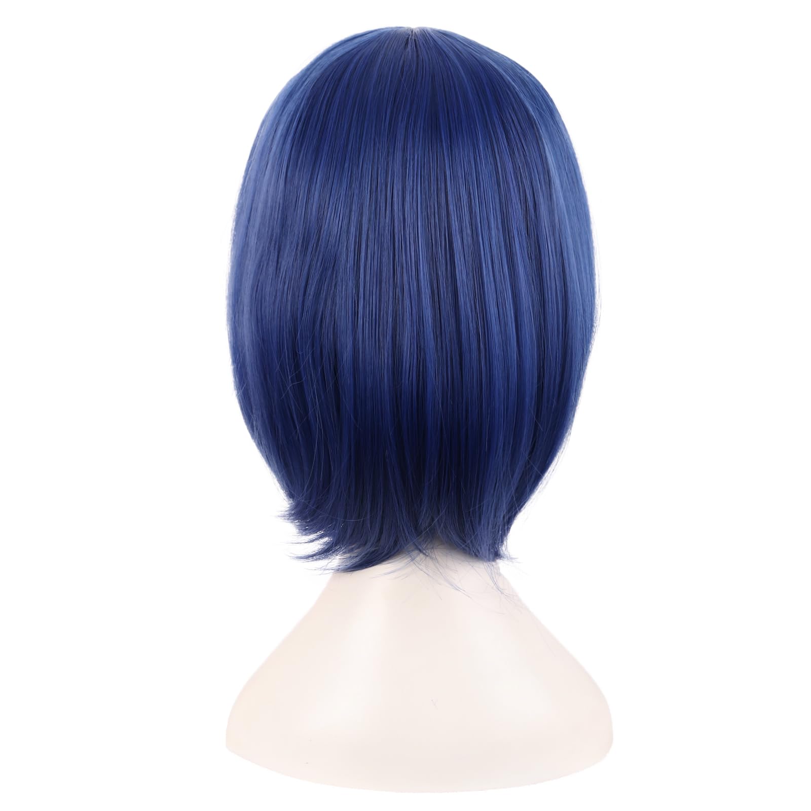 MapofBeauty 14 Inch /35 cm Female Models Medium Length Straight Hair Cosplay Bob Wig (Mixed Blue), 21.5 inches - Image 4