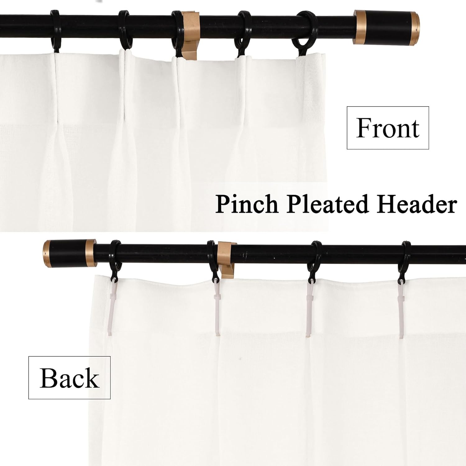 Fcosie 52" Wx108 L Pinch Pleated Semi Sheer Curtains Natural Linen Blended Drape Pinch Pleated Draperies with Hooks Light Filtering Drapery 108 inch Length for Living Room Bedroom, 2 PCS, Ivory White