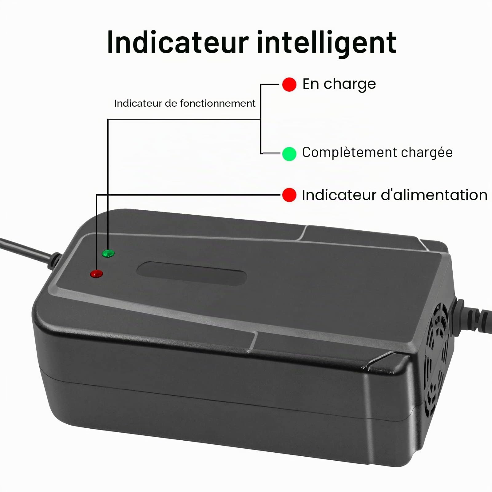Chargeur de Batterie au Plomb 24V 36V 48V 60V 72V 3A pour Razor E100 Ground Force Kart e-Bike Scooter Kart (ne Convient Pas aux Batteries Lithium-ION)