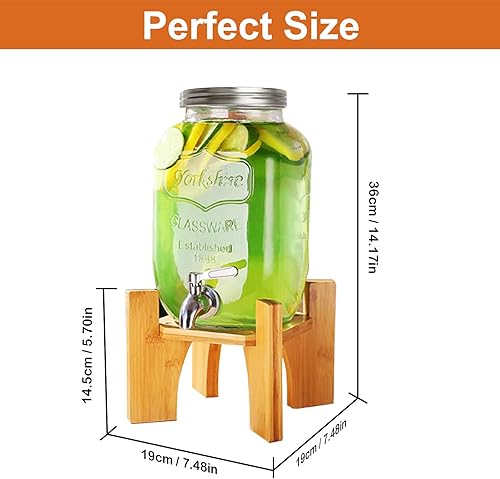 Miniatura 2 de 1 Gallon Beverage Dispenser with Stand,Glass Drink Dispenser with Spigot Solid Stainless Steel