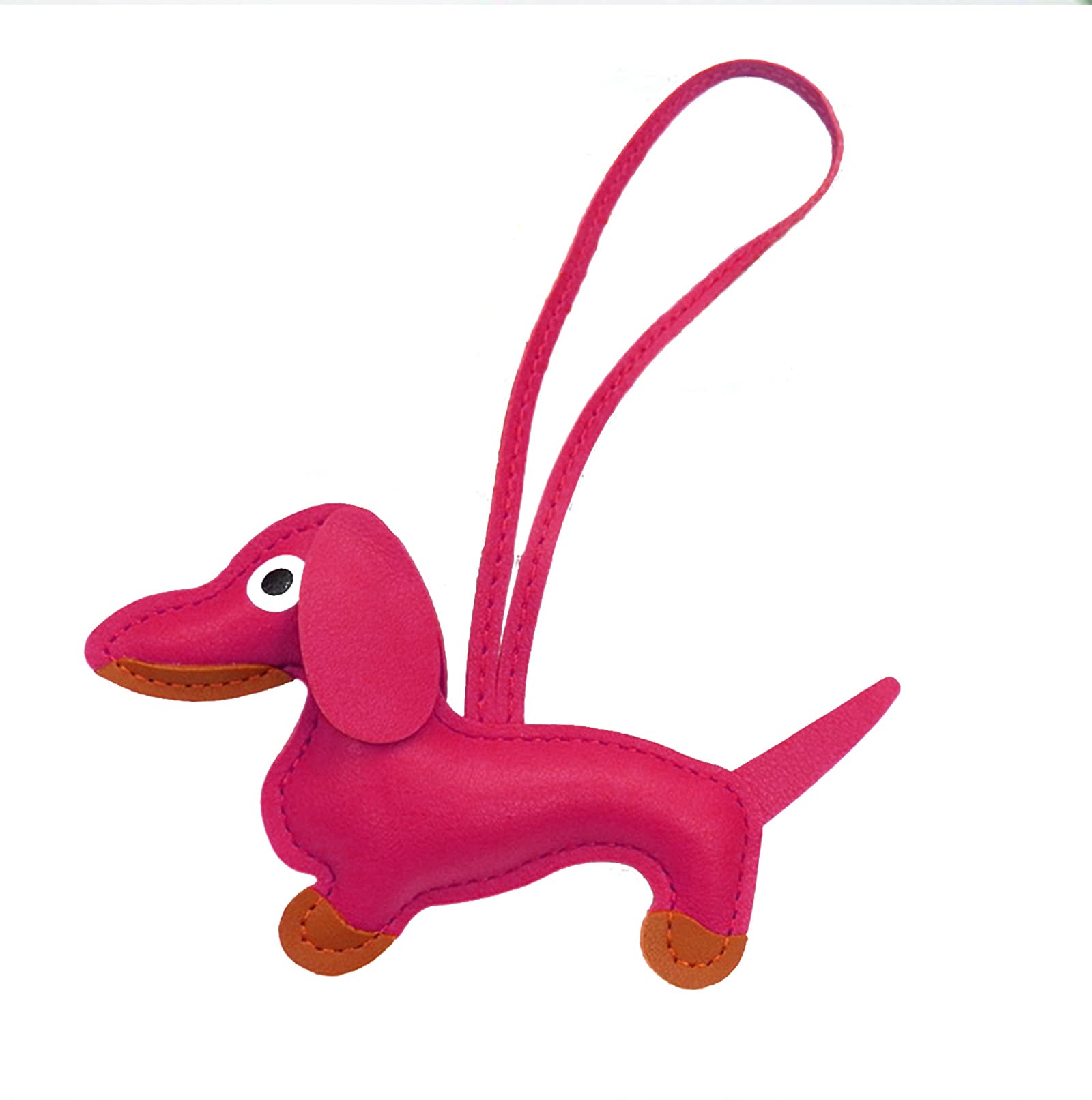 Baodss Small Dachshund Dog Keychain Pendant Lovely PU Leather Animals Keyring Charm for Purse Bag Backpack Handbag