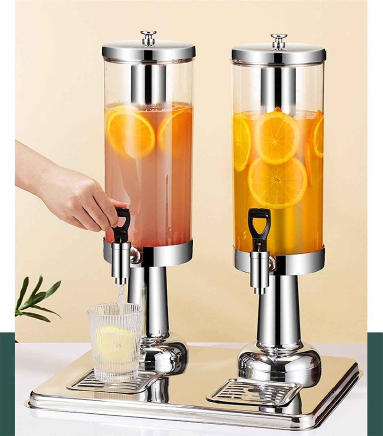 Distributeur de Boissons,Bol à Punch Distributeur De Boissons Avec Bac À Glaçons Double Extrémité En Acier Inoxydable Fût à Whisky