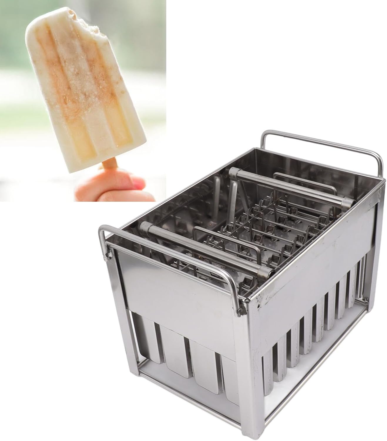 40pcs Stainless Steel , Commercial Ice Lolly 40 Stick Holes Ice Cream Maker Stick Holder DIY Ice Cream Maker Machine