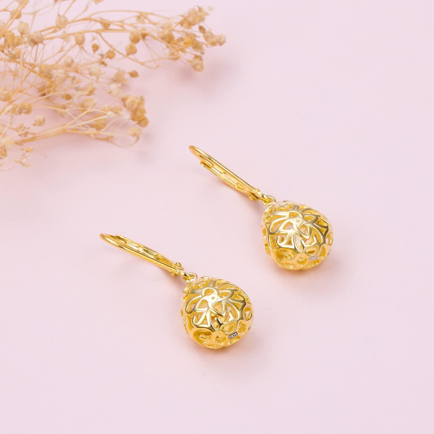 925 Sterling Silver Filigree Dangle Drop Earrings Daisy/Lotus/Rose Flower/Moonstone Leverback Teardrop Earrings for Women Infinity Celtic Knot Daisy Lotus Jewelry for Mothers Day - Image 4