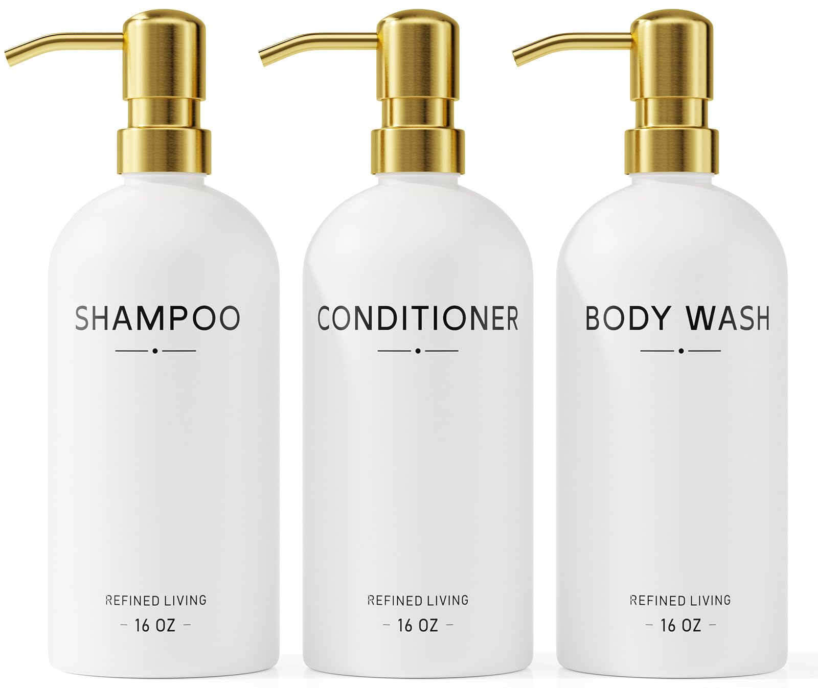 Shampoo and Conditioner Dispenser Set,3 Refillable 16oz Bottles with Stainless Steel Pumps – Shower Soap Dispensers for Bathroom, Hotel or Airbnb (Gold, 3-Pack)-image-41