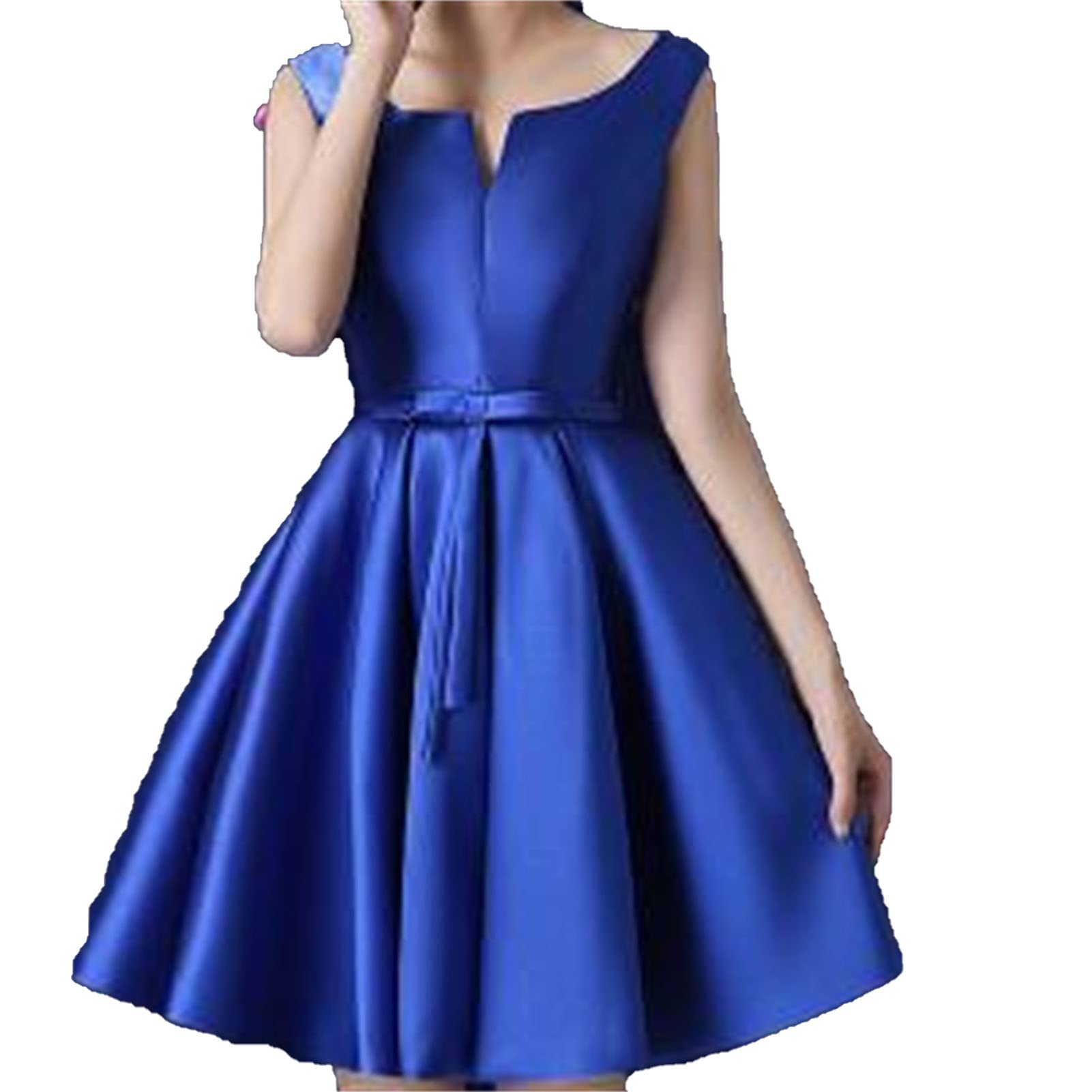 Women Casual Dresses Swing Tea Dress Cocktail Vintage A-Line Midi Party Dress Cap Sleeve Pleated Flared Dresses