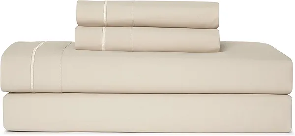 Casual Living Full Sheets Set 4 Piece Cooling Sheets with 2 Pillowcases Soft Microfiber Hypoallergenic Washable Bed Set Deep Pocket Lightweight Bedding Elasticized for Bedroom, Full, Beige