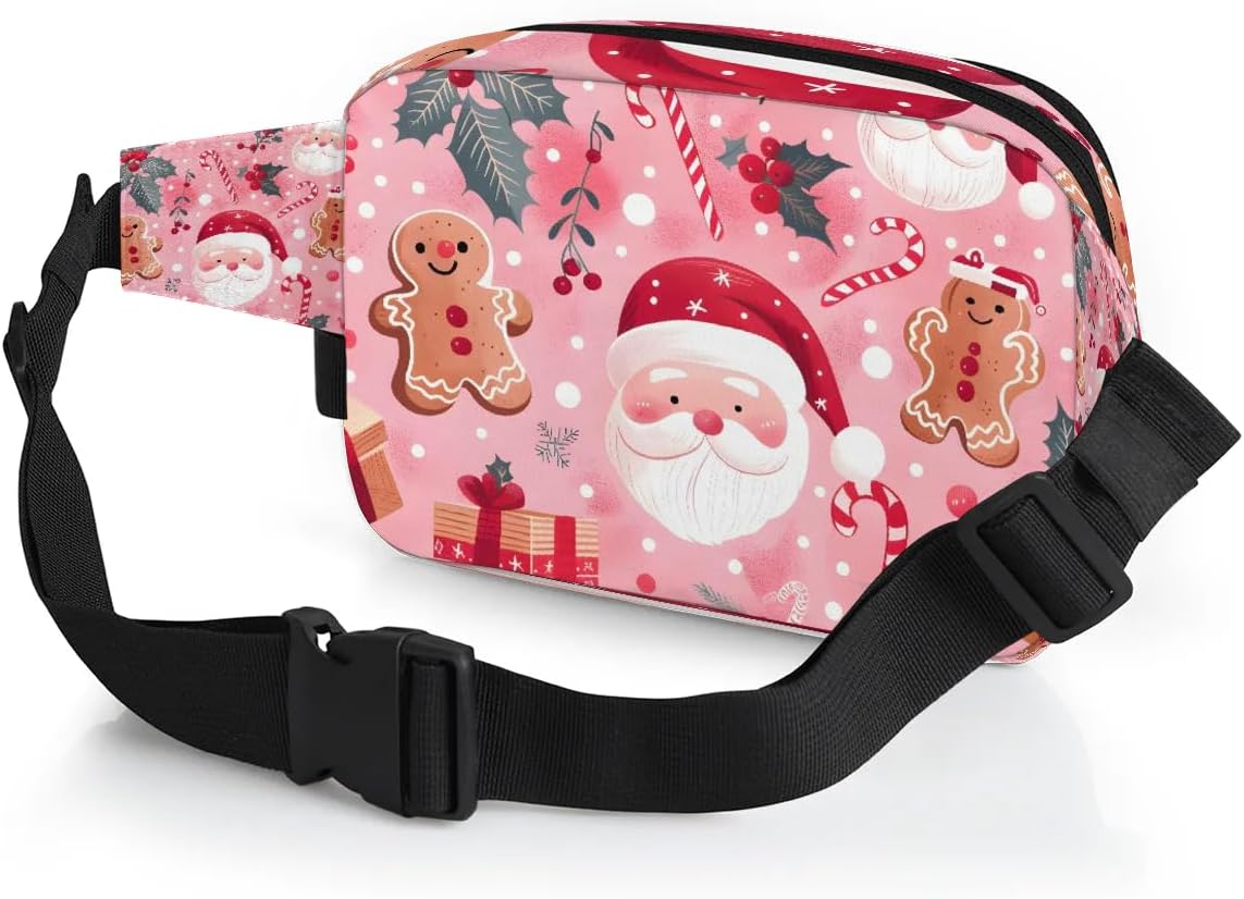 Gift Santa Claus Christmas Crossbody Bags for Women Trendy Waterproof Fanny Pack with Adjustable Strap Fanny Pack for Travel Shopping Running and Daily Use