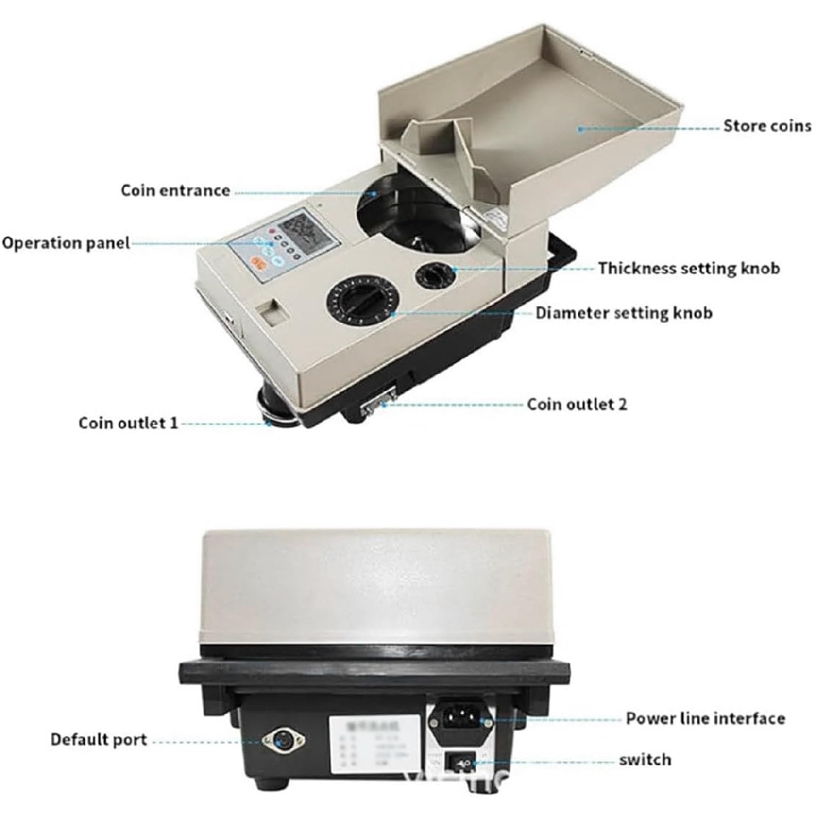 Conta Monete Elettronico, Selezionatrice E Conta Soldi Automatico da 1200 Pezzi al Minuto per 15 Mm A 34 Mm, Macchina Selezionatrice Monete, per Monete E Gettoni Internazionali