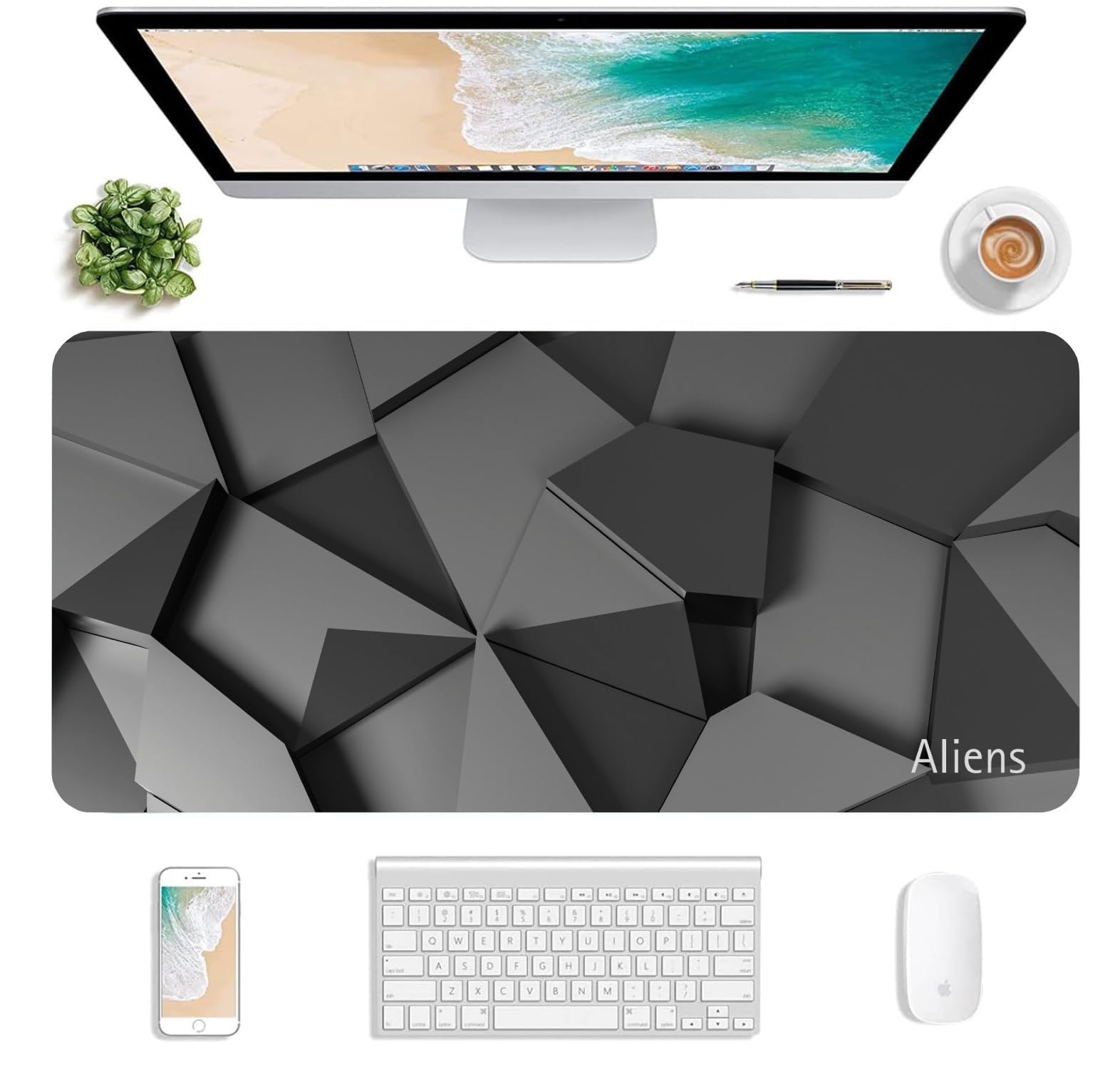 Aliens Extended Gaming Mouse Pad Desk Mat for Computer, Laptop, Keyboard, Smooth Cloth Surface, Nonslip Rubber Base, Compatible with Laser and Optical Mouse, Office, Home 580x280mm (EXT-51)