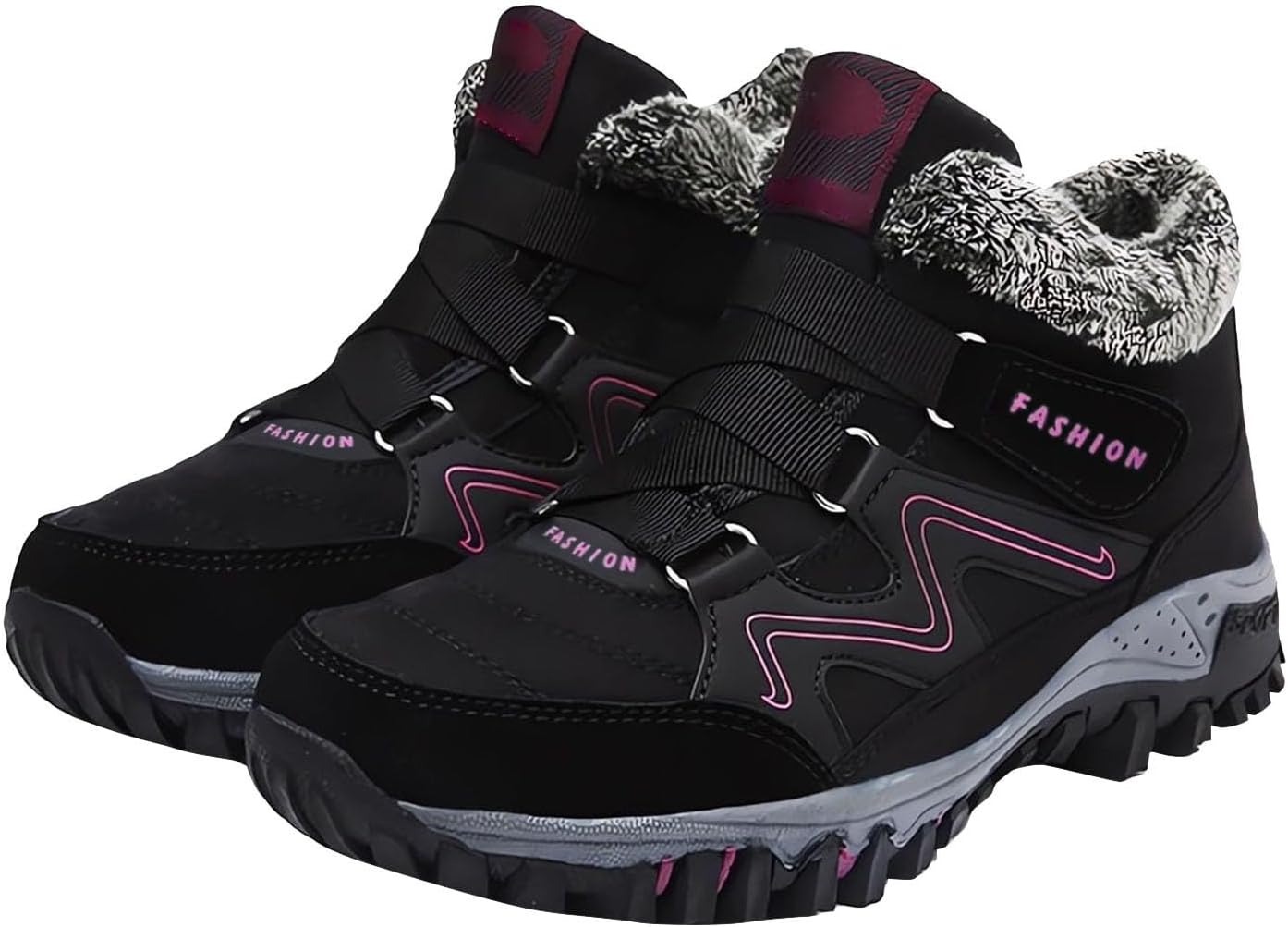 Womens Winter Snow Boots Outdoor Warm Fur Lined Anti-Slip Ankle Booties Walking Shoes Comfort Non-Slip Trekking Shoes