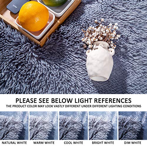 YUSOKI Grey Faux Fur Throw Blanket,2 Layers,50" x 60", Gray Soft Fuzzy Fluffy Couch Blanket Plush Furry Comfy Warm Blanket for Bed Chair Sofa Bedroom Dog Cat Men