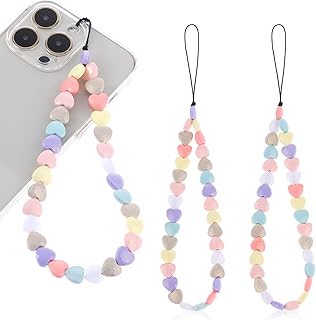 دلاية على شكل قلب للموبايل من تايسوم، سلسلة لطيفة للموبايل من خرز الأكريليك، سوار معصم للموبايل، حبل تعليق للموبايل، اكسسوارات سلسلة موبايل للنساء والبنات، 2 قطعة