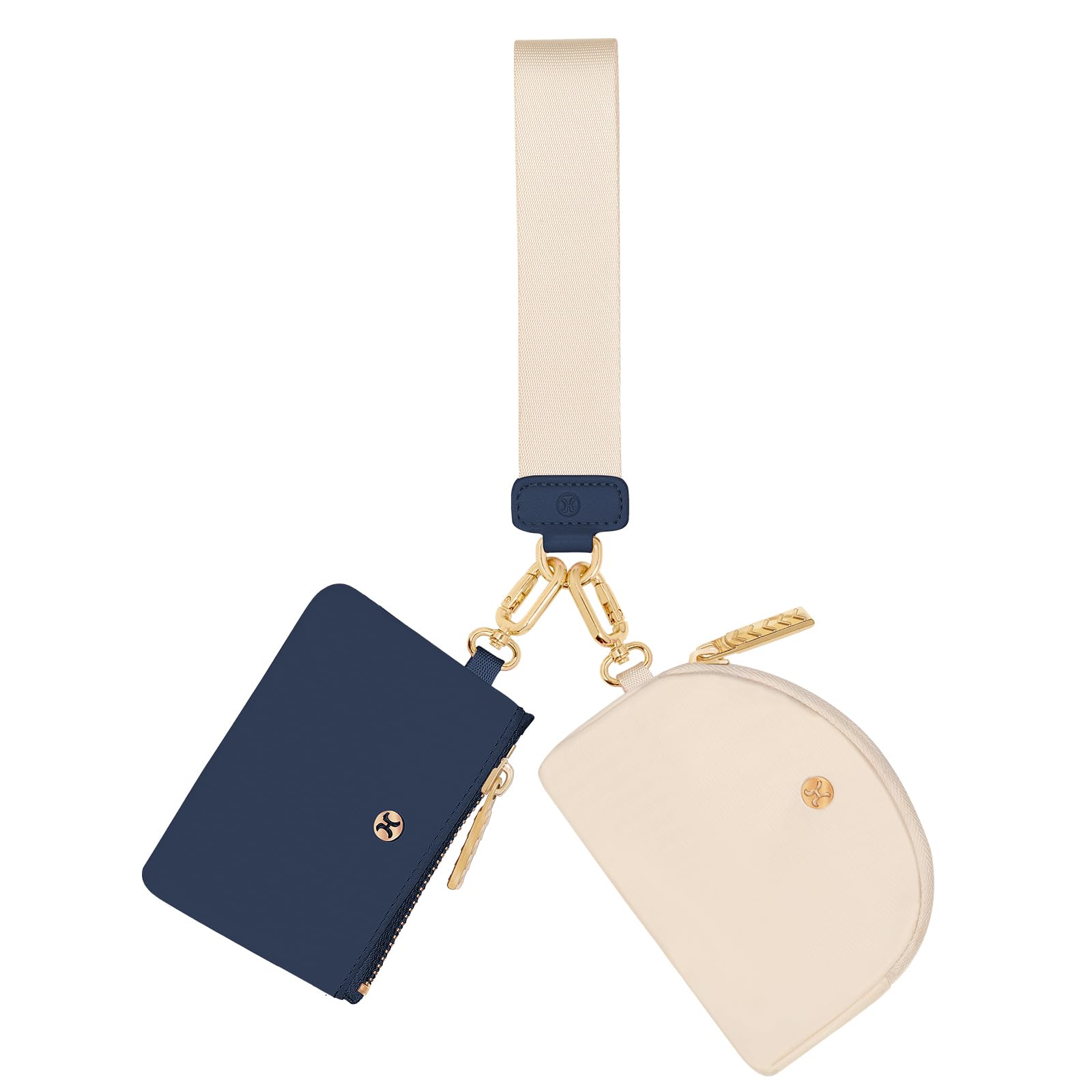 Hovmwey Keychain Wallet, Detachable Dual Pouch Wristlet Wallets for Women Men, Portable Mini Zip Around Small Wallet Coin Purse