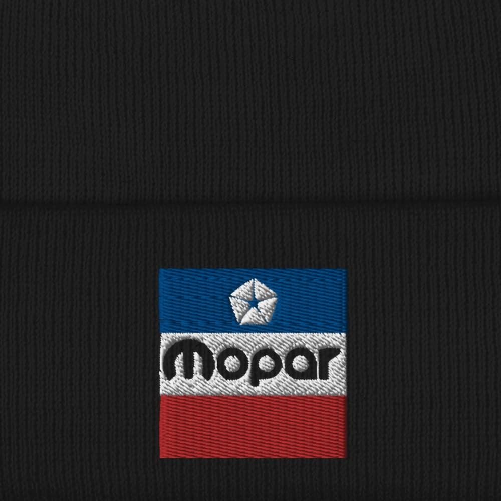 Mopar Classic Retro Flag Embroidered, Cuffed Beanie Hat, One Size Fits All