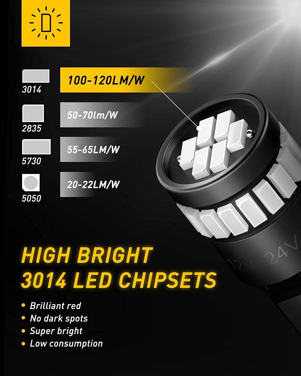 AUXITO 194 168 2825 W5W T10 LED Bulbs in White and Brilliant Red, Total 4 Bulbs