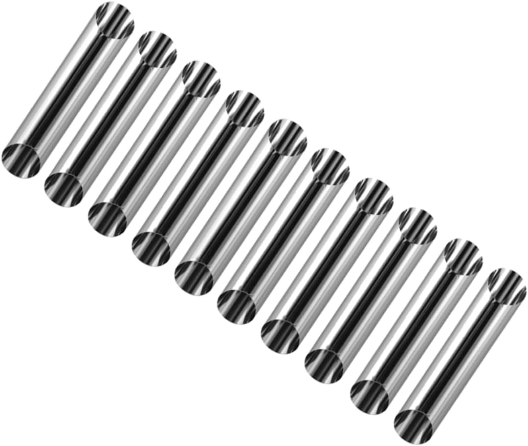 PRETYZOOM Stainless Steel Bread Molds 10pcs Set Cylindrical Large Screw Tube Ideal for Croissant and Pastry Making