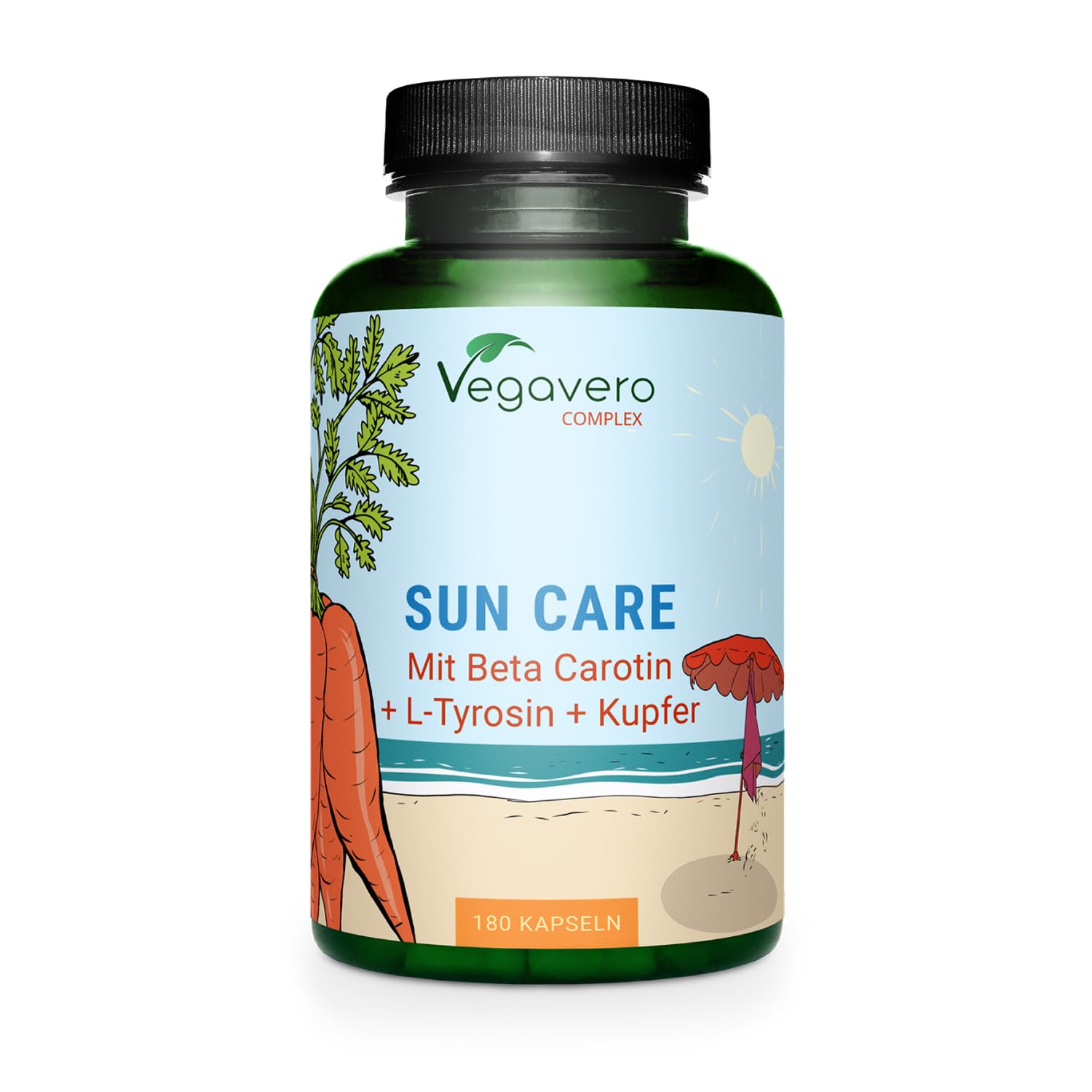 Tanning Capsules | Beta Carotene, Vitamin E, L-Tyrosine, Copper, Zinc & Olive Leaf Extract | Flavonoids | Lycopene | Skin Protection Support | NO Additives, Lab-Tested | Vegan