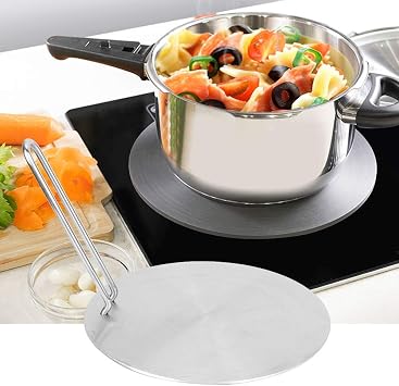 Heat Diffuser,Stainless Steel Induction Diffuser Plate with Foldable Handle for Electric Gas Stove Glass Induction Cooktop Heat Diffuser Cooking Induction Adapter Hob Plate