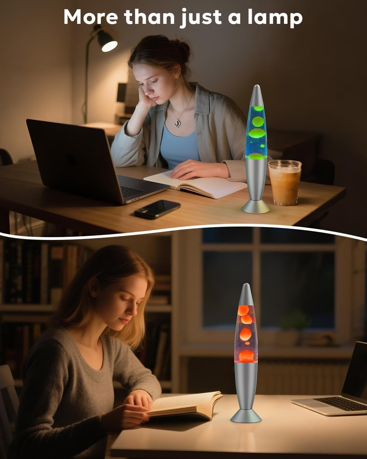 CELLUSTOP Lampa rakietowa Magma, dekoracyjna lampa stojąca, 2 żarówki w zestawie, wytrzymałe szkło i aluminium, włącznik, 20 W, 34 cm, niebieska