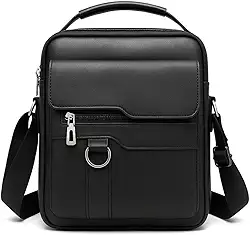 Bolsa Tiracolo Masculina Couro Sintético PU Crossbody Transversal Ombro Mão Casual Executiva Trabalho Viagem Compacta Alça Ajustável Vintage Elegante