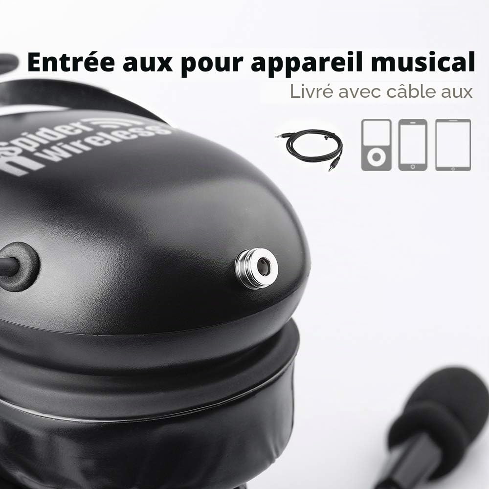 Casque aviation pour pilotes, PNR Aviation, coussinets confortables, réduction passive du bruit, avec étui de transport