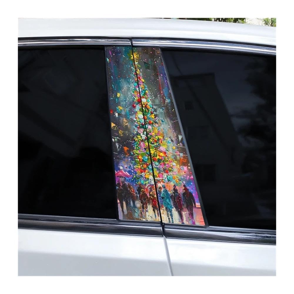 Bertdcx B Car Pillar Stickers Diy Snowman Vinyl Stickers Suitable For -Pillar Auto Parts(B)