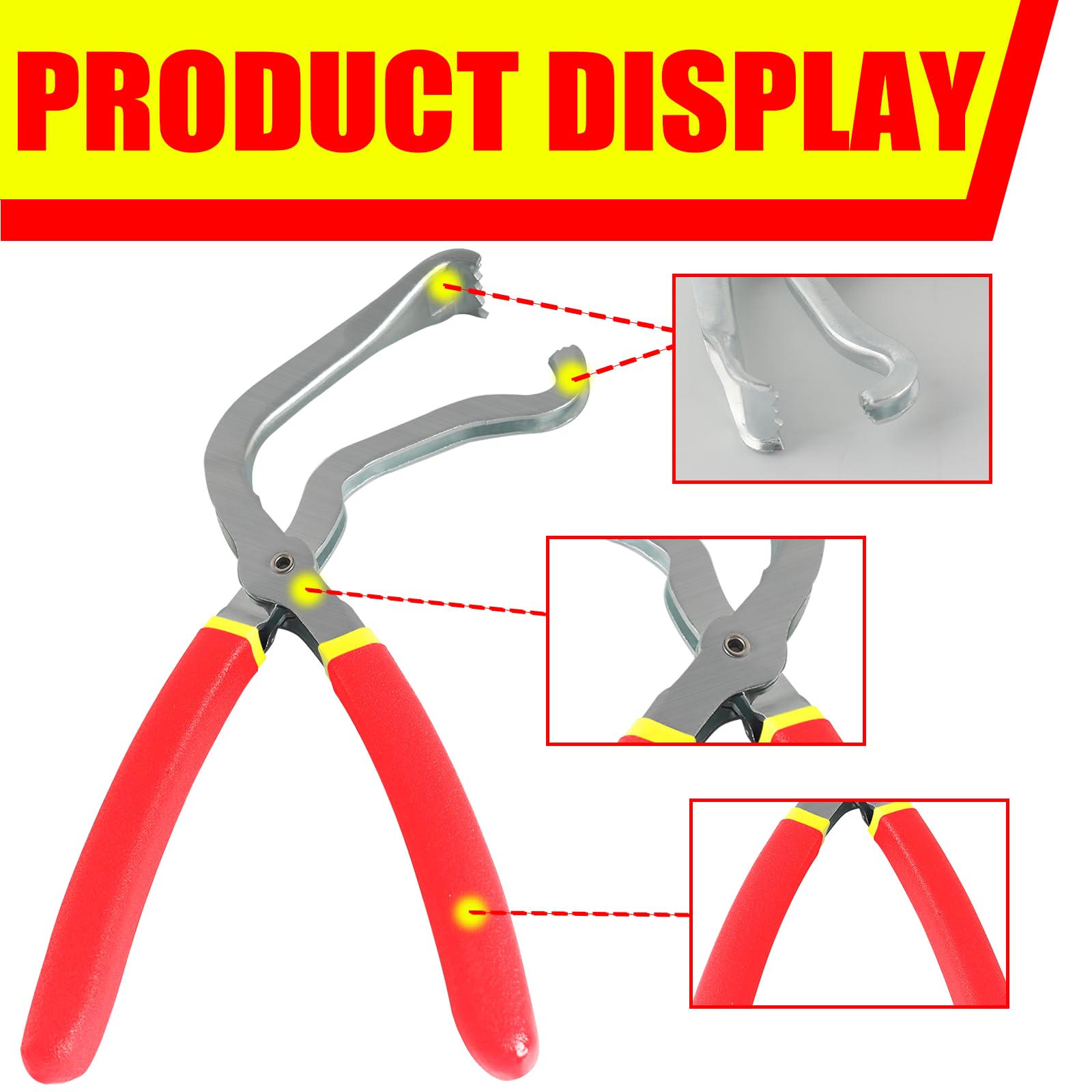Upgraded Electrical Disconnect Pliers, 60 Degree Automotive Connectors-Pliers for Long Spark Plugs, Fuel Lines and Push Plug, Red