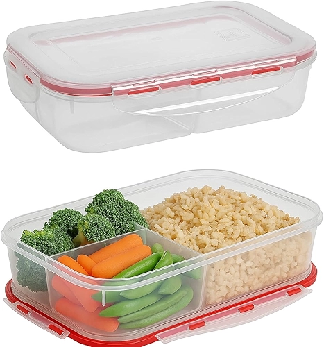 Potes Marmita Hermetica Com Divisorias Fitness 1l Com Travas Freezer Microondas Plastico Resistente Marmitas