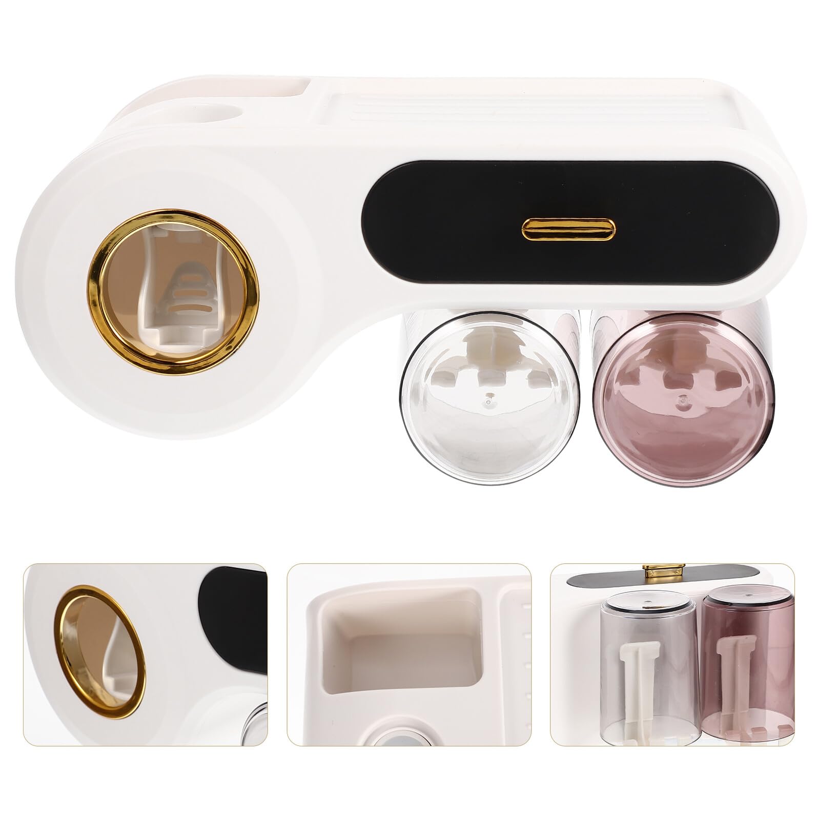 Organizador de Pared de Baño Portacepillos de Dientes Negro