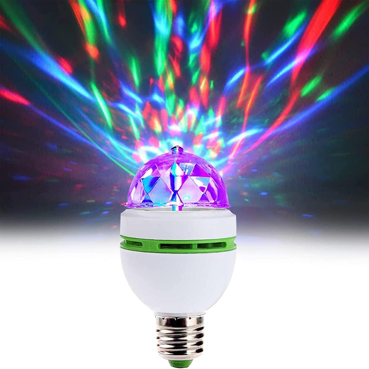 LED Ball Bulb Lamp, 3W E27 LED RGB Crystal Rotating Stage Bulb Voice Auto Rotating Stage Light(1 pcs)