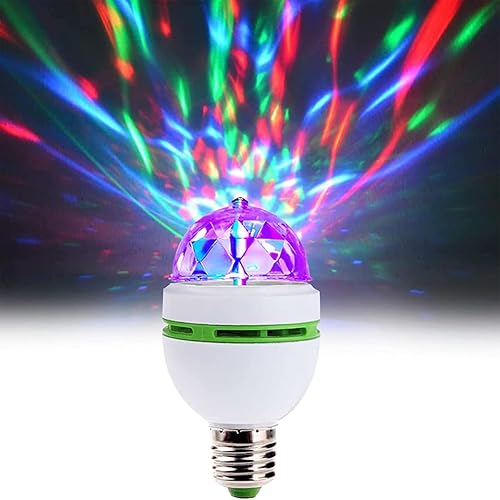 Bombilla de bola LED, 3W E27 LED RGB cristal giratorio bombilla de escenario de voz luz de escenario giratoria automática (1 unidad)