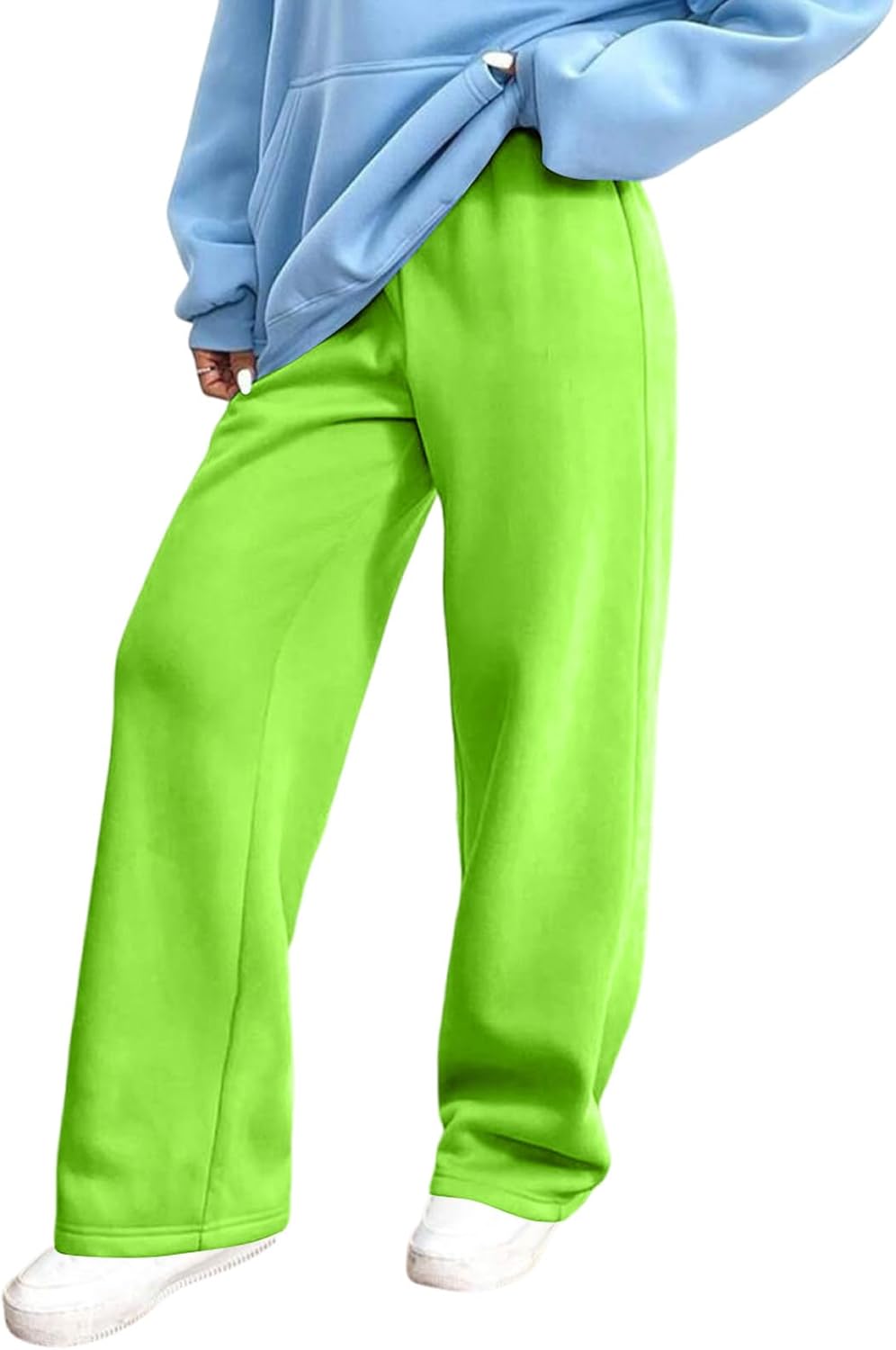 Wide Leg Sweat Pants Women Sweatpants Mid Waist Drawstring Baggy Casual Trousers Jogger with Pocke