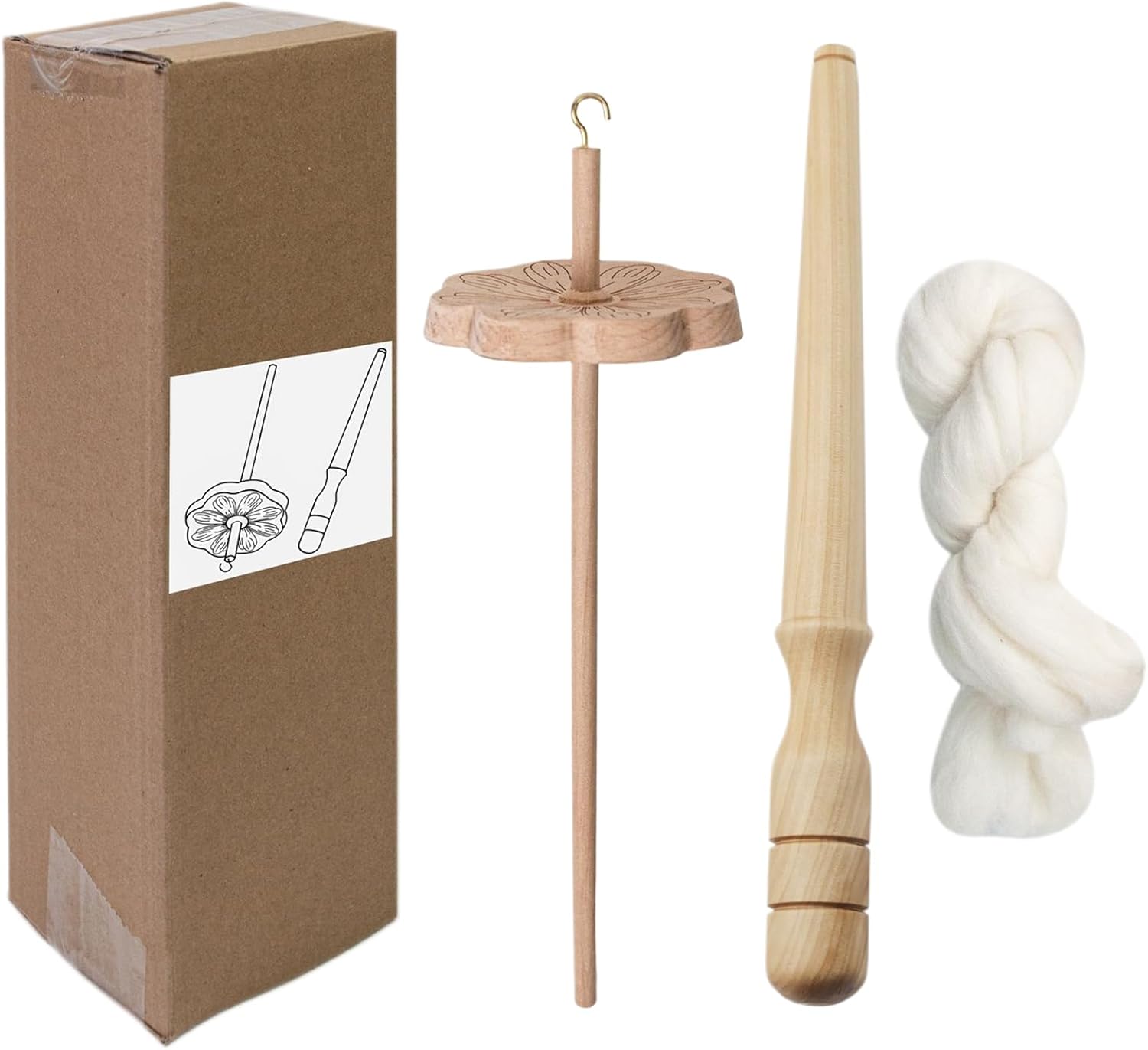 Yarnspinning Spindle - Wooden Top Whorl Tool, Portable Craft Hobby Supply, Fiber Weaving Accessory Suitable Knitting Crocheting Tasks | Handmade Equipment Traditional Wool Thread Making System