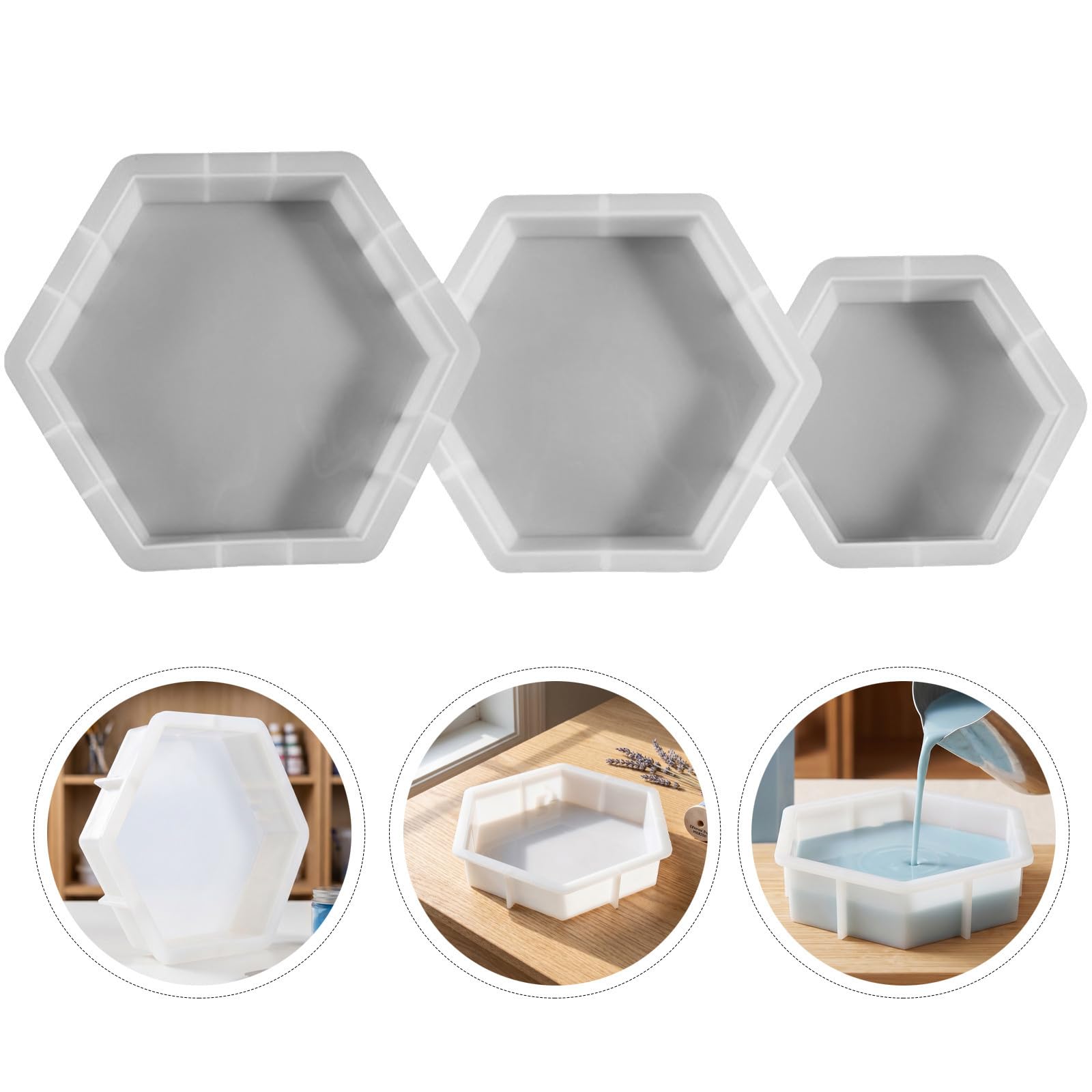 3 Pezzi Stampi Esagonali in Silicone per Resina, Design che Favorisce la Visualizzazione Indipendente, per Bouquet e Fiori Botanici in Ambienti Domestici